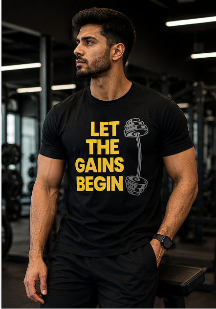 Gains begin T-Shirt, Gym Streetwear Tee, Motivational Workout Shirt, Fitness Vibes