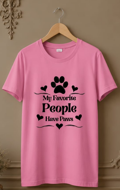 Fav people - Woman Light || Comfort Colors Paw Print Tee, Cute Pet Mom Gift, Funny Animal Lover Graphic Top, Dog Owner Apparel
