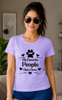 Fav people - Woman Light || Comfort Colors Paw Print Tee, Cute Pet Mom Gift, Funny Animal Lover Graphic Top, Dog Owner Apparel