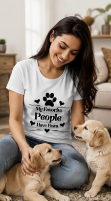 Fav people - Woman Light || Comfort Colors Paw Print Tee, Cute Pet Mom Gift, Funny Animal Lover Graphic Top, Dog Owner Apparel