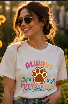 Put Paw Forward || Woman || Comfort Colors Paw Print Tee, Cute Pet Mom Gift, Funny Animal Lover Graphic Top, Dog Owner Apparel