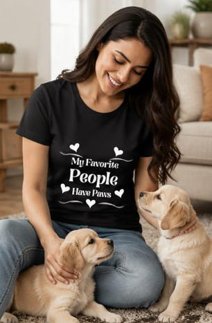 Fav people - Woman || Comfort Colors Paw Print Tee, Cute Pet Mom Gift, Funny Animal Lover Graphic Top, Dog Owner Apparel