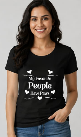 Fav people - Woman || Comfort Colors Paw Print Tee, Cute Pet Mom Gift, Funny Animal Lover Graphic Top, Dog Owner Apparel