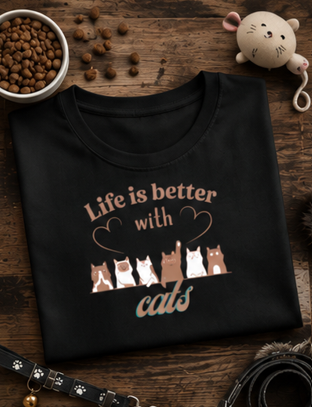 Crop Top - Life is better || Cool Cat Jade T-Shirt, Cat Lover Gift, Unique Graphic Tee