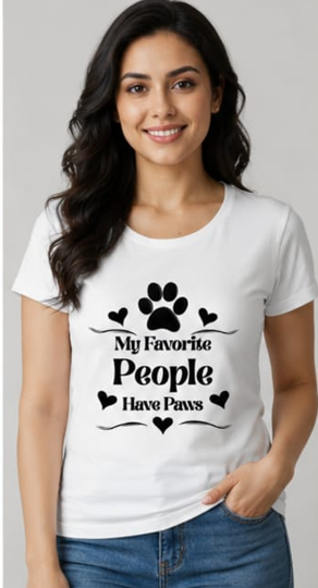 Fav people - Woman Light || Comfort Colors Paw Print Tee, Cute Pet Mom Gift, Funny Animal Lover Graphic Top, Dog Owner Apparel