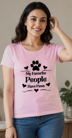 Fav people - Woman Light || Comfort Colors Paw Print Tee, Cute Pet Mom Gift, Funny Animal Lover Graphic Top, Dog Owner Apparel