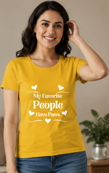 Fav people - Woman || Comfort Colors Paw Print Tee, Cute Pet Mom Gift, Funny Animal Lover Graphic Top, Dog Owner Apparel