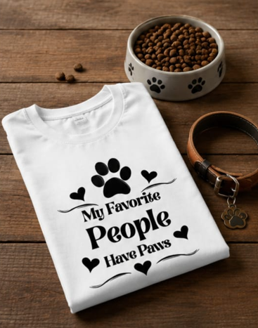 Fav people - Woman Light || Comfort Colors Paw Print Tee, Cute Pet Mom Gift, Funny Animal Lover Graphic Top, Dog Owner Apparel