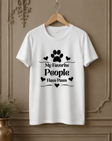 Fav people - Woman Light || Comfort Colors Paw Print Tee, Cute Pet Mom Gift, Funny Animal Lover Graphic Top, Dog Owner Apparel