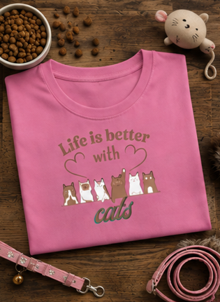 Crop Top - Life is better || Cool Cat Jade T-Shirt, Cat Lover Gift, Unique Graphic Tee