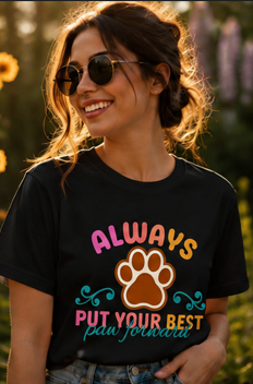 Put Paw Forward || Woman || Comfort Colors Paw Print Tee, Cute Pet Mom Gift, Funny Animal Lover Graphic Top, Dog Owner Apparel
