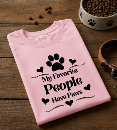 Fav people - Woman Light || Comfort Colors Paw Print Tee, Cute Pet Mom Gift, Funny Animal Lover Graphic Top, Dog Owner Apparel