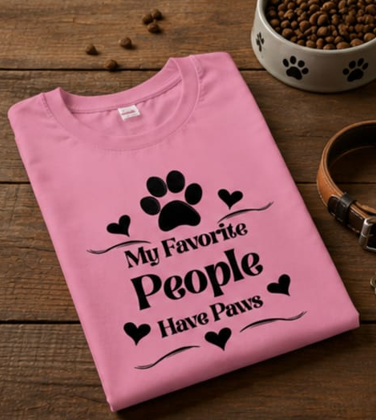 Fav people - Woman Light || Comfort Colors Paw Print Tee, Cute Pet Mom Gift, Funny Animal Lover Graphic Top, Dog Owner Apparel