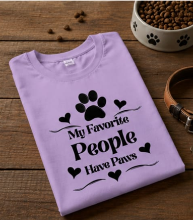Fav people - Woman Light || Comfort Colors Paw Print Tee, Cute Pet Mom Gift, Funny Animal Lover Graphic Top, Dog Owner Apparel