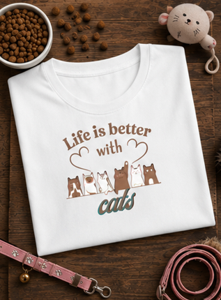 Crop Top - Life is better || Cool Cat Jade T-Shirt, Cat Lover Gift, Unique Graphic Tee