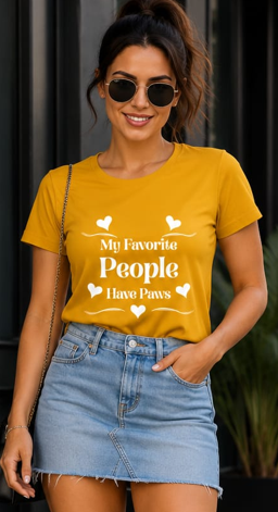 Fav people - Woman || Comfort Colors Paw Print Tee, Cute Pet Mom Gift, Funny Animal Lover Graphic Top, Dog Owner Apparel