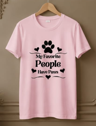 Fav people - Woman Light || Comfort Colors Paw Print Tee, Cute Pet Mom Gift, Funny Animal Lover Graphic Top, Dog Owner Apparel