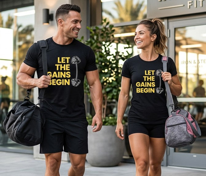 Gains begin T-Shirt, Gym Streetwear Tee, Motivational Workout Shirt, Fitness Vibes