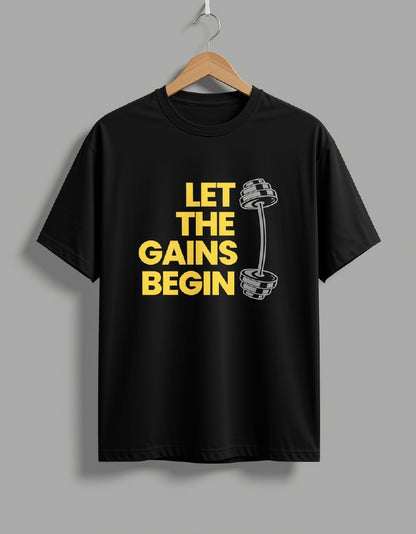 Gains begin T-Shirt, Gym Streetwear Tee, Motivational Workout Shirt, Fitness Vibes