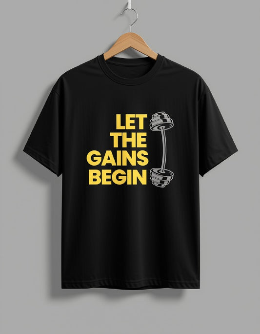 Gains begin T-Shirt, Gym Streetwear Tee, Motivational Workout Shirt, Fitness Vibes