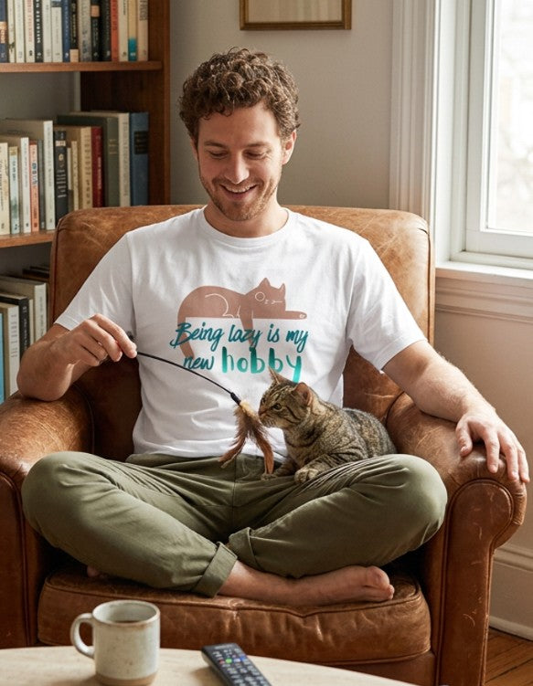 Being Lazy || Unisex Tee, Cool Cat Jade T-Shirt, Cat Lover Gift, Unique Graphic Tee