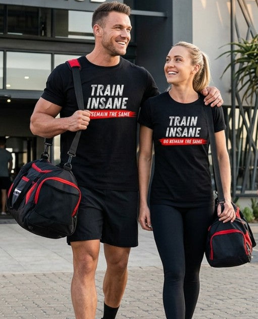Train Insane, Unisex, Gym Streetwear Tee, Motivational Workout Shirt, Fitness Vibes