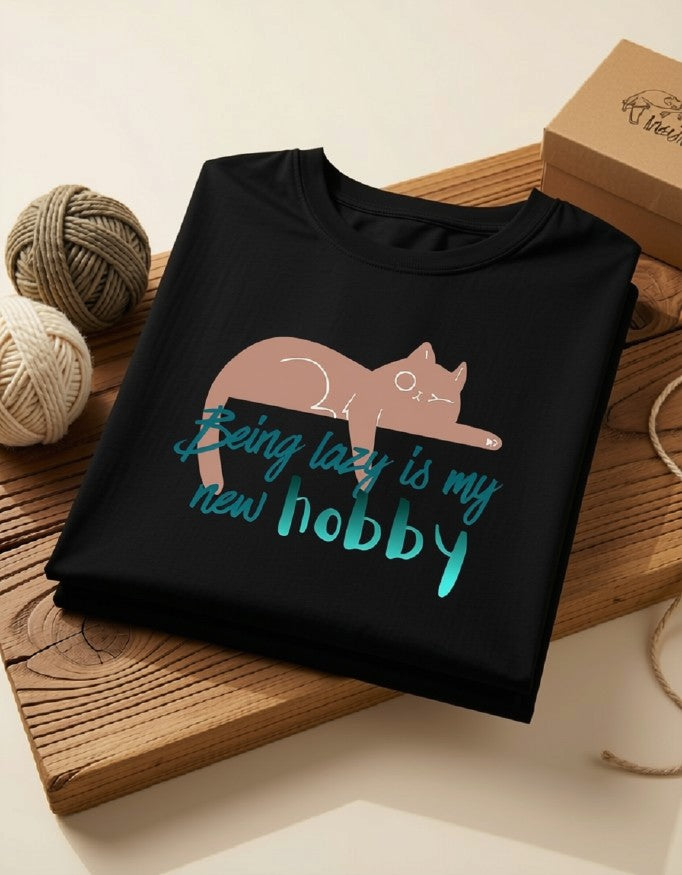 Being Lazy || Unisex Tee, Cool Cat Jade T-Shirt, Cat Lover Gift, Unique Graphic Tee