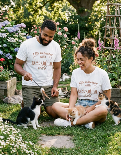 Life is better with Cats || Unisex Tee, Cool Cat Jade T-Shirt, Cat Lover Gift, Unique Graphic Tee