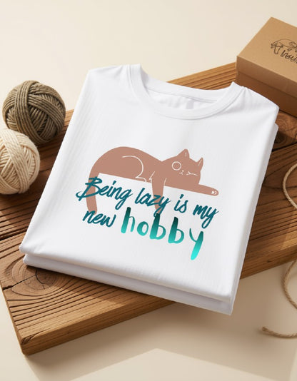 Being Lazy || Unisex Tee, Cool Cat Jade T-Shirt, Cat Lover Gift, Unique Graphic Tee
