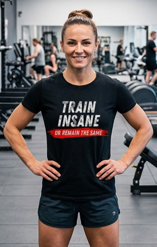 Train Insane, Unisex, Gym Streetwear Tee, Motivational Workout Shirt, Fitness Vibes
