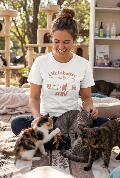 Life is better with Cats || Unisex Tee, Cool Cat Jade T-Shirt, Cat Lover Gift, Unique Graphic Tee