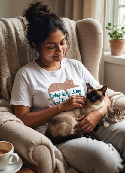 Being Lazy || Unisex Tee, Cool Cat Jade T-Shirt, Cat Lover Gift, Unique Graphic Tee